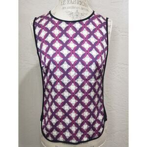 Trina Turk Multicolor Abstract Sleeveless Silk Blouse